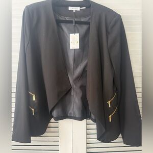 NWT Calvin Klein Black Jacket with Gold Zippers